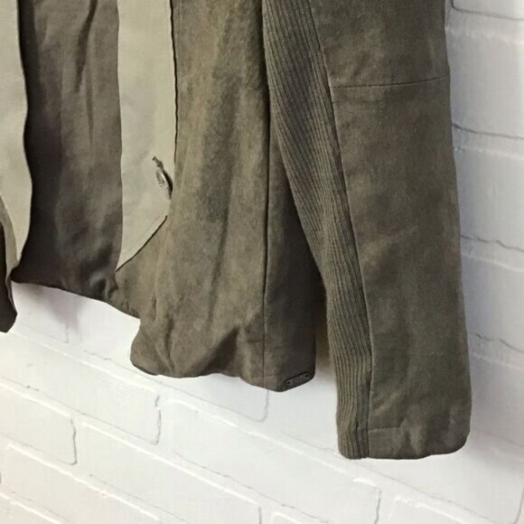 EMU Australia blazer jacket leather neutral tone beige grey open front pockets - Picture 4 of 12